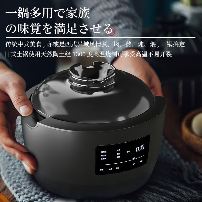 西哲（sezze）伊贺烧二代无涂层电饭煲家用多功能智能定时陶瓷内胆2升121 伊贺烧122 双内胆 3L