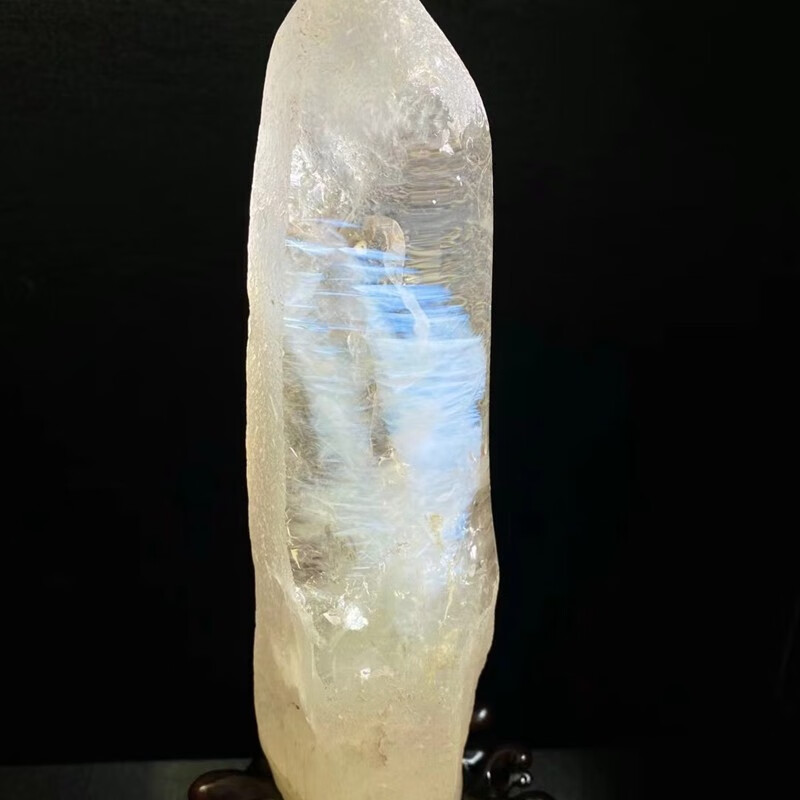 诺源珠宝  天然显蓝针观赏石摆件精致黑檀底座彰显大气外形完整表面
