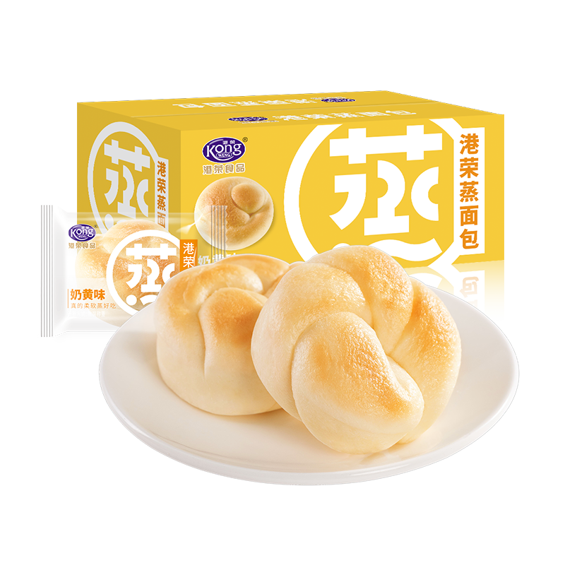 Kong WENG 港荣 蒸面包整箱 奶黄味460g*2
