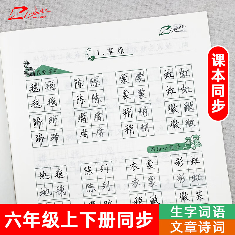 赵汝飞练字 部编版小学语文六年级上下册同步硬笔梯形格楷书字帖