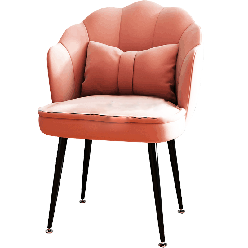 密林 梳妆椅北欧化妆凳子轻奢梳妆台网红靠背椅子女生可爱卧室现代简约ins风 【升级加厚乳胶坐垫带蝴蝶抱枕】女神粉-金腿