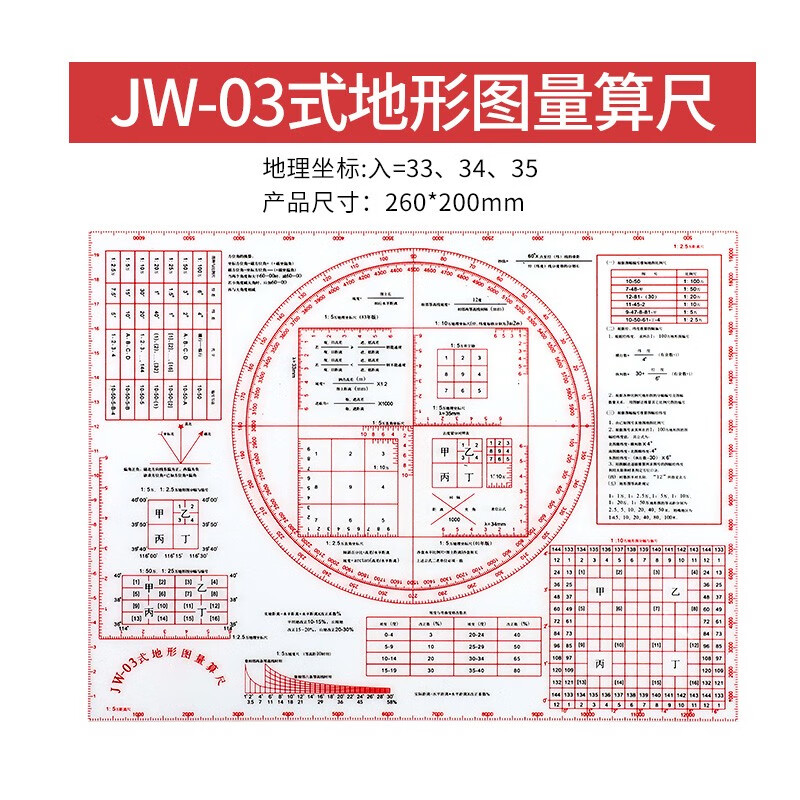 3型识图综合作业尺双色tq多功能识图作业尺-1型图幅编号地理坐标通用