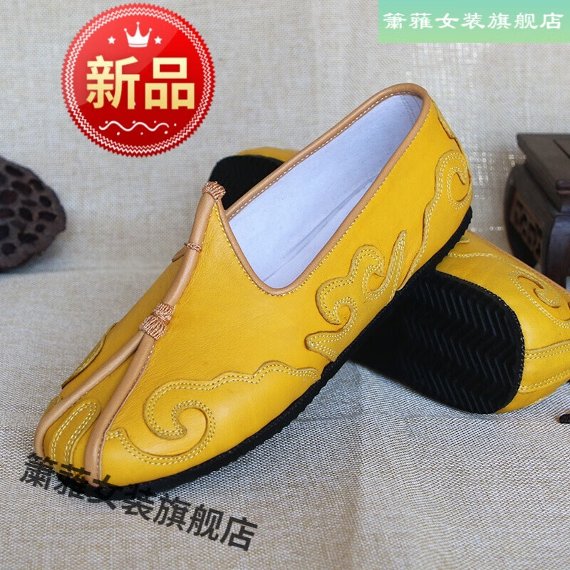 老北京洒鞋布鞋男缝制鞋皮鞋鹰嘴中国风轮胎底功夫鞋中式复古休闲僧侣