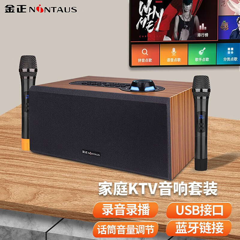 金正（NINTAUS）WD-1 电视K歌音响唱歌家庭KTV麦克风防啸叫家用卡拉OK音箱套装 带话筒