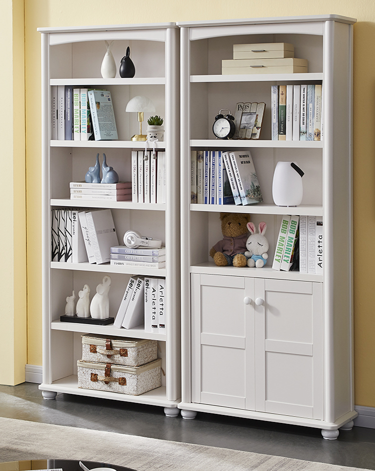 小米石简约实木书柜书橱现代落地书架家用储物柜杂物柜收纳柜飘窗柜