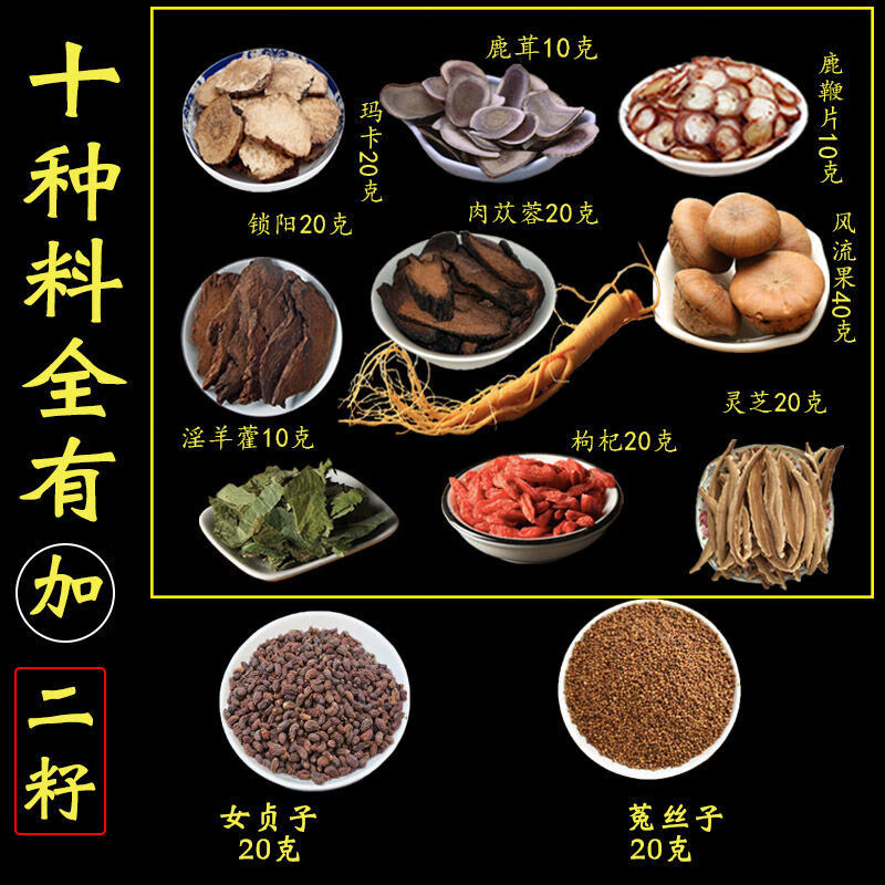 药酒配方滋补泡酒药材鹿茸鹿鞭片人参锁阳肉苁蓉组合配方套餐泡酒材料