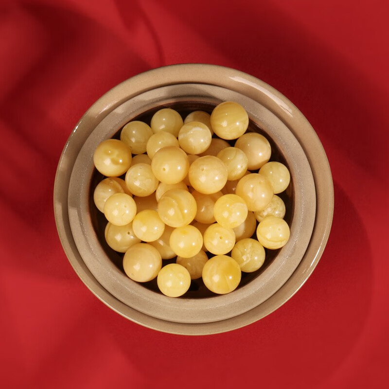 沃韵 蜜蜡单珠俄料鸡油黄珠子单颗圆珠手串配珠串珠鸡油黄散珠 蜜蜡