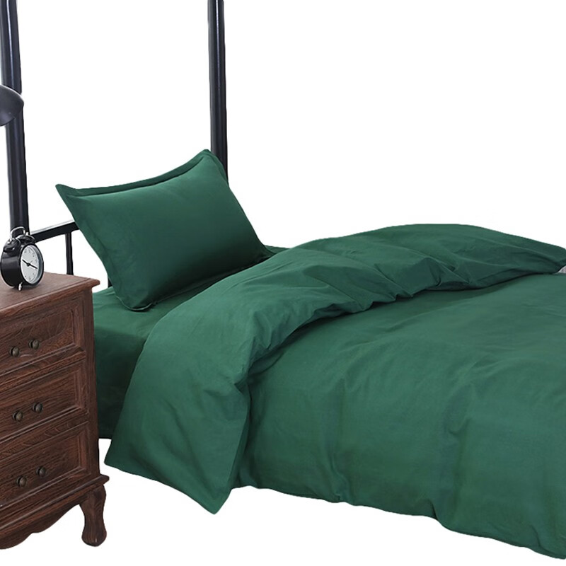 三极户外 TP2823单位宿舍企业单人床垫三件套上下铺床品 150*210cm橄榄绿全棉21纱织三件套