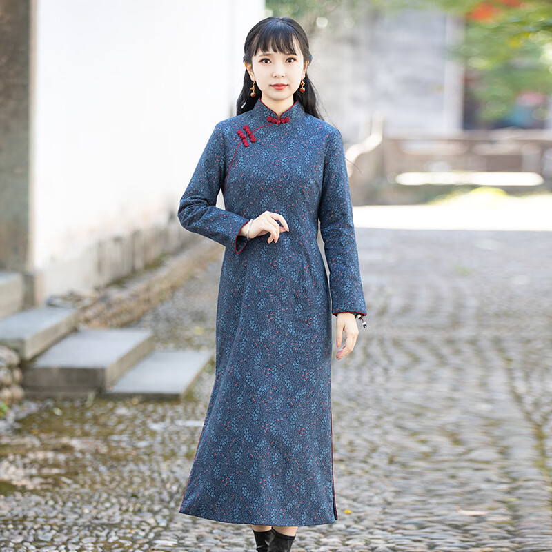 筠雅改良旗袍秋冬女2022年新款加厚保暖气质减龄盘扣复古中式外套 XL