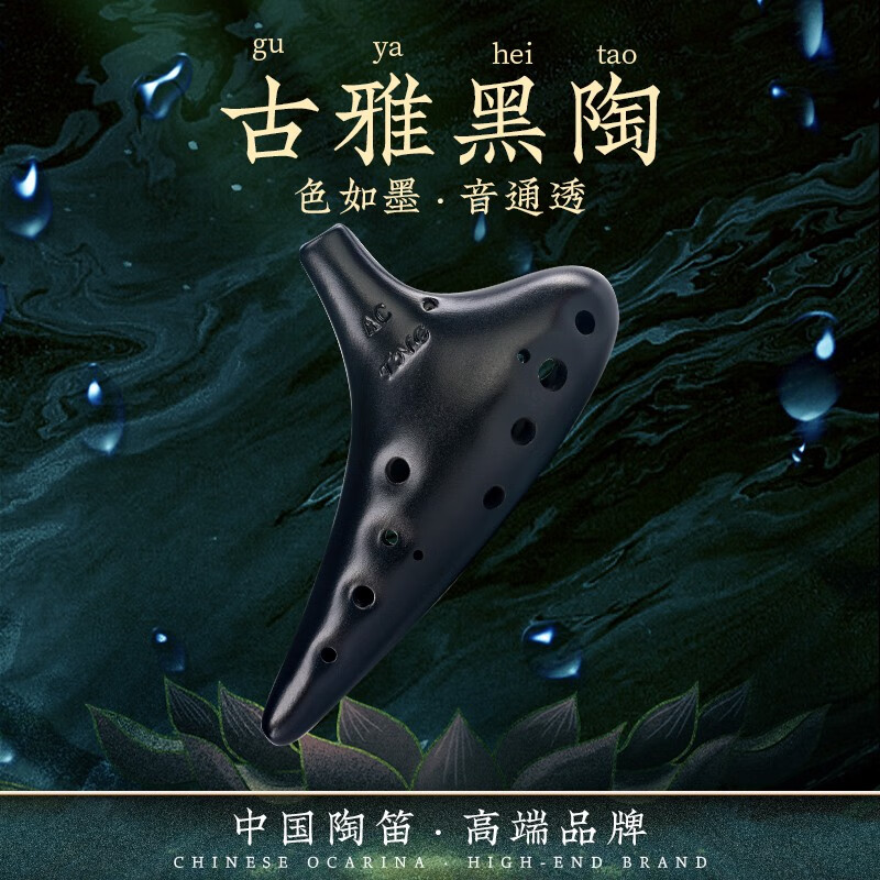 TNG 陶笛12孔中音專業(yè)陶笛十二孔熏燒黑陶初學(xué)樂(lè)器配陶笛教材 磨砂黑AC中音C