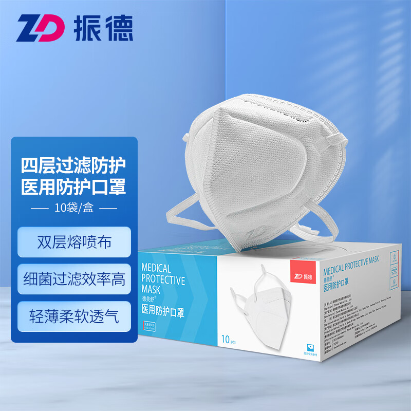 振德(ZHENDE)医用防护口罩,抗疫外出必备,价格趋稳,口碑赞誉