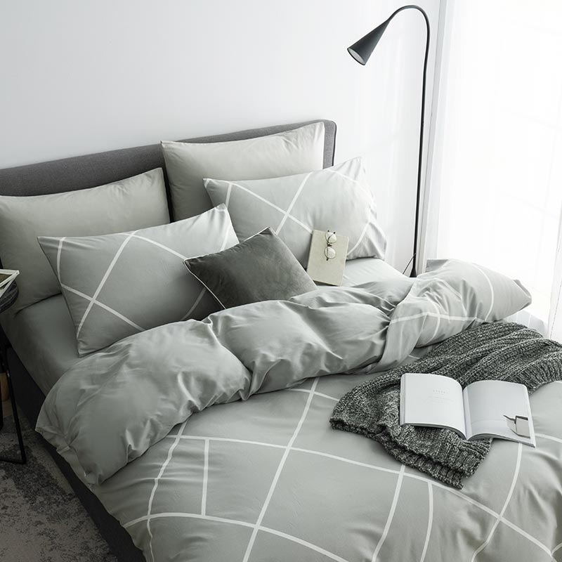 京东京造 全棉印花件套 床上四件套纯棉床单被套枕套 1.