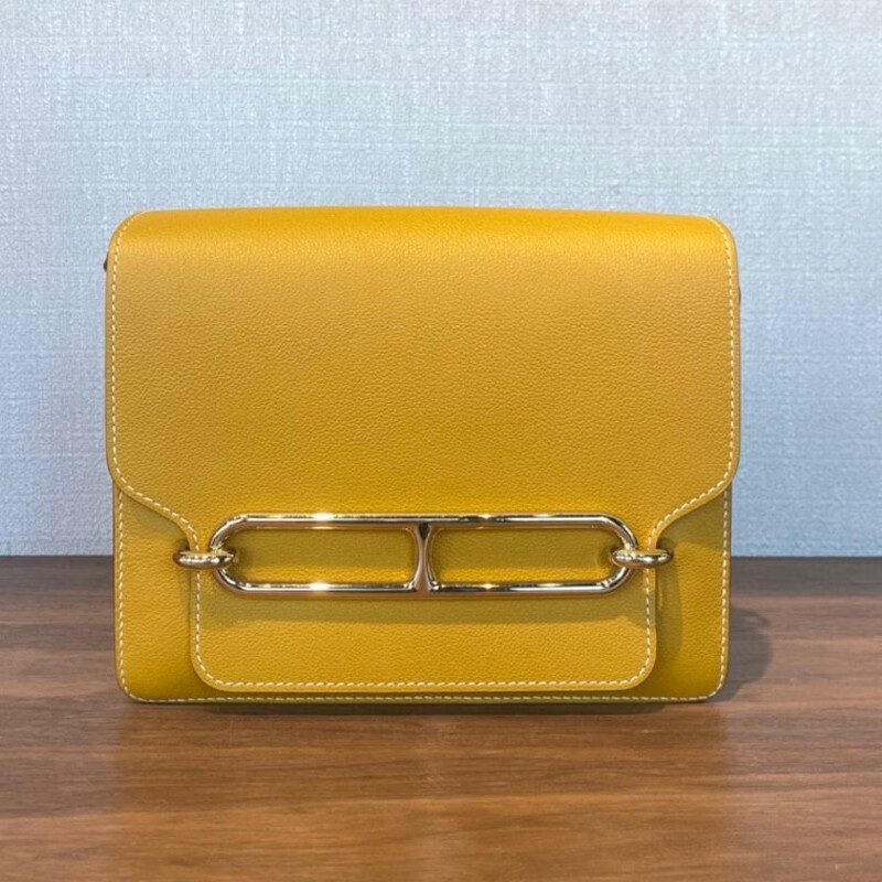 【二手99新】hermes roulis猪鼻子23 9d琥珀黄/金扣 evercolor皮 c刻