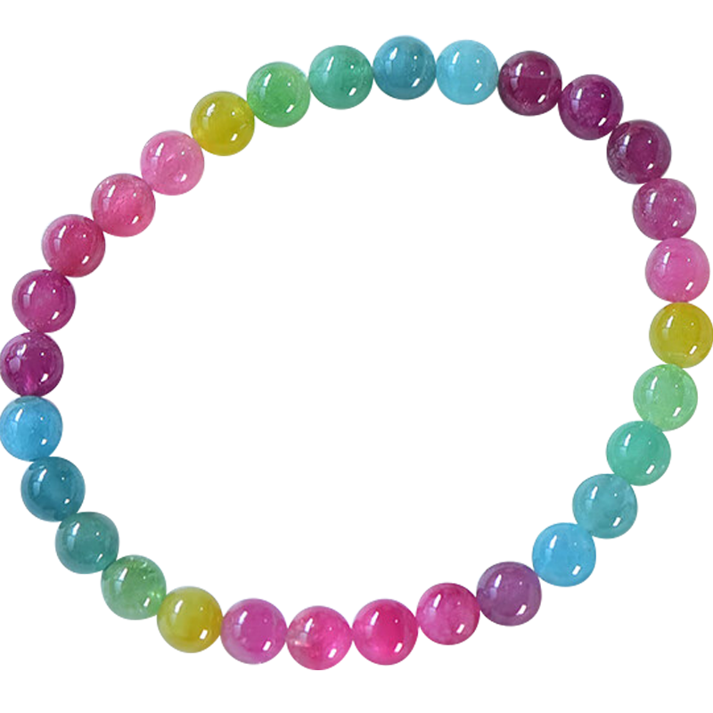 旭元天然彩碧璽手串彩虹碧璽手鏈女款西瓜碧璽手串 規(guī)格約6mm 重約11.7g