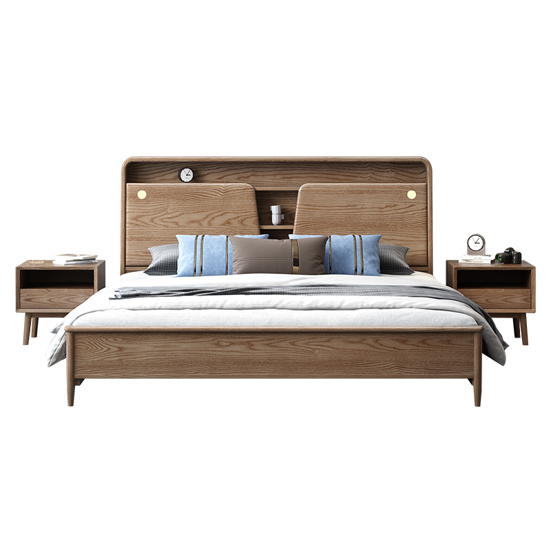 优卡吉 北欧实木床1.5米/1.8米现代简约双人床主卧室家具白蜡木实木床 SC-918单床框架款(1.5米/1.8米可选)