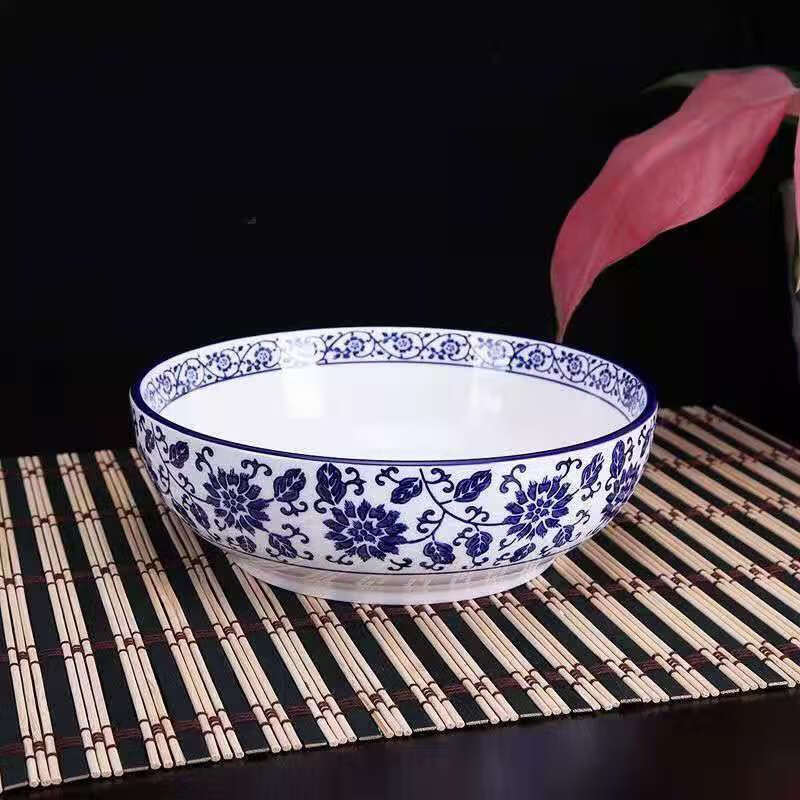 千德骏景德镇青花陶瓷商用大号汤碗 中式青花瓷大号汤碗陶瓷大碗酸菜