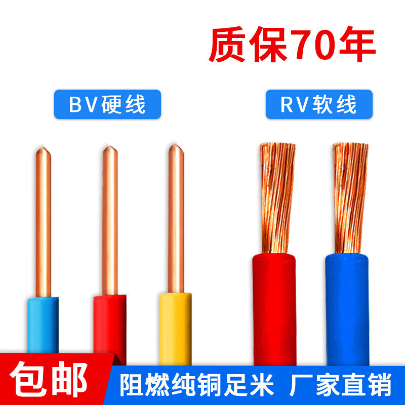 5 4 1.5  6 10平方单芯多股纯铜芯软线铜线电源线 拍下备注颜色