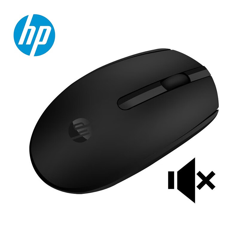 惠普（HP）鼠标微声版有线鼠标 笔记本台式电脑一体机通用办公鼠标 便携对称商务微声鼠标黑色