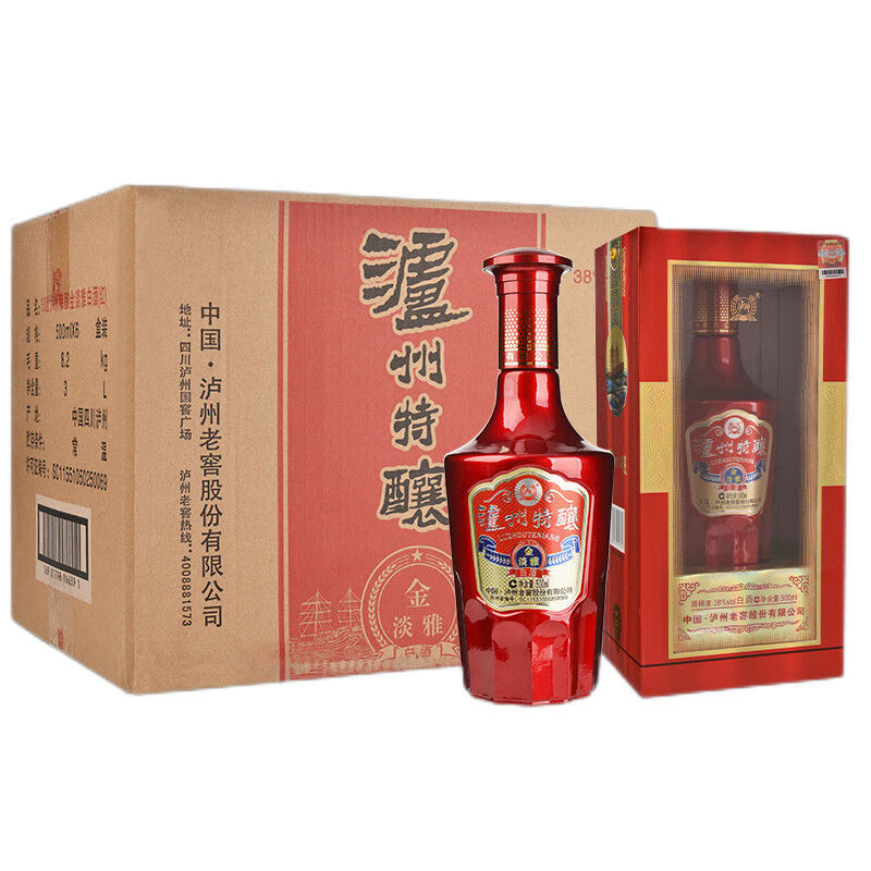 泸州老窖【2018年产】泸州老窖 泸州特酿 金淡雅 38度 38度 500ml 6瓶