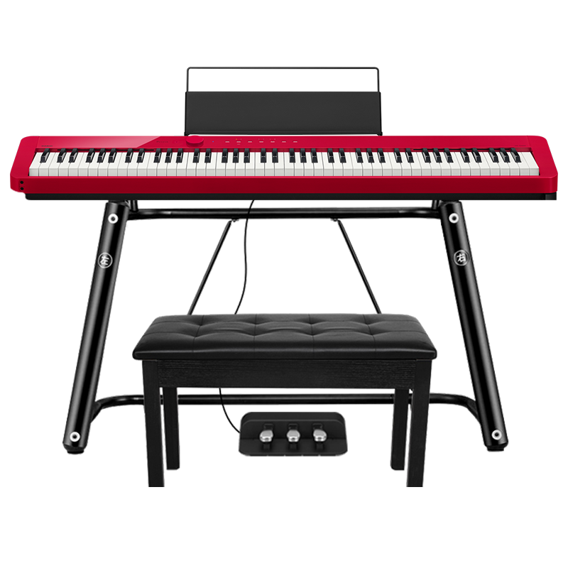 卡西欧（CASIO）电钢琴PX-S1000/PX-S3000时尚便携考级演奏88键重锤智能电子钢琴 PX-S1000红U架+三踏+双人琴凳
