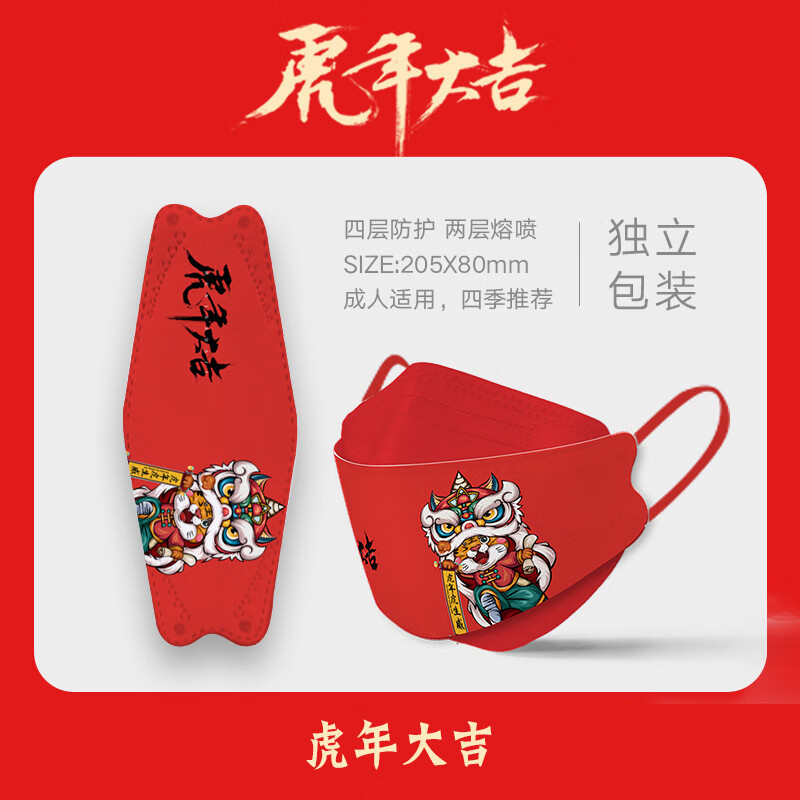 口罩价格走势图:2022虎年春节口罩kn94雪花网红款