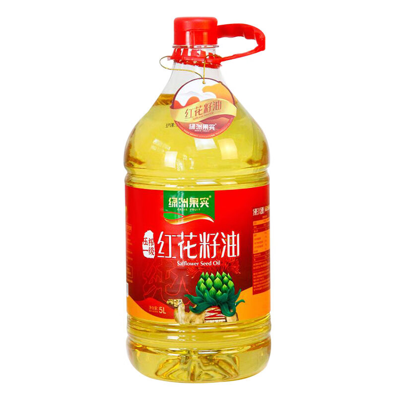 绿洲果实新疆红花籽油5l食用油物理压榨一级炒菜烹饪 红花籽油5l
