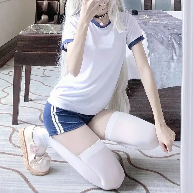 汐鲸短裤套装女学生纯欲风日系少女学院学姐风啦啦队沙滩泳装体操服 s