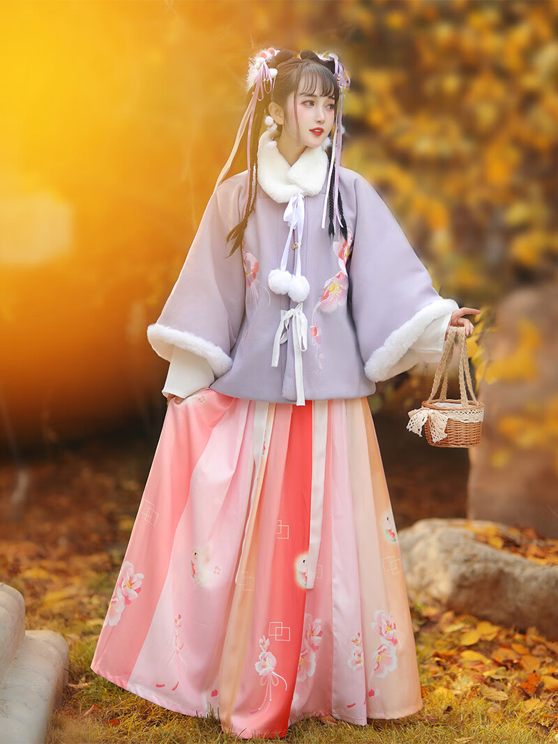 专柜明制汉服秋冬女款中国风套改良加厚对襟坦领半臂流仙裙古风女装