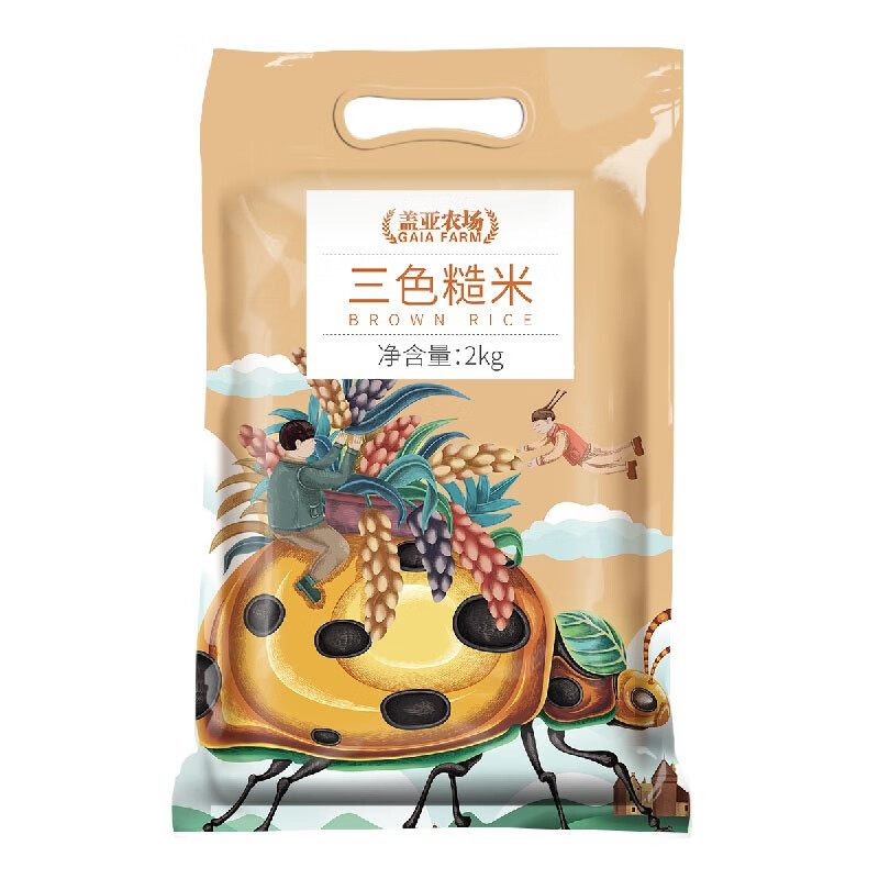 盖亚农场(Gaia Farm) 三色糙米 红米黑米糙米 杂粮米 糙米堞 真空装 三色糙米 2kg*1袋