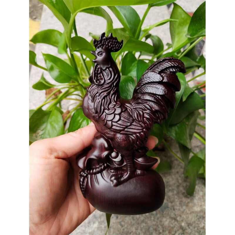 倍喜欢 手把件木 黑檀木雕刻鸡手把玩件 小摆件 鸡的摆件工艺品