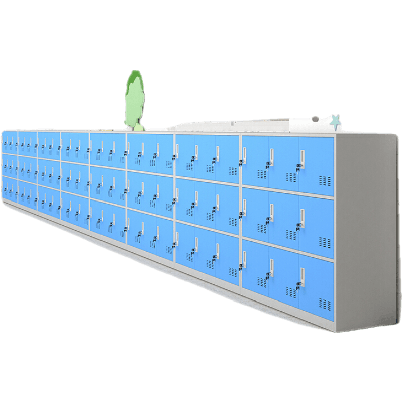 亿三威 更衣柜带锁储物柜彩色铁皮员工存放收纳柜班级教室学生书包柜钢制 四门柜/白框蓝色门 门规格454*430 0.9mm