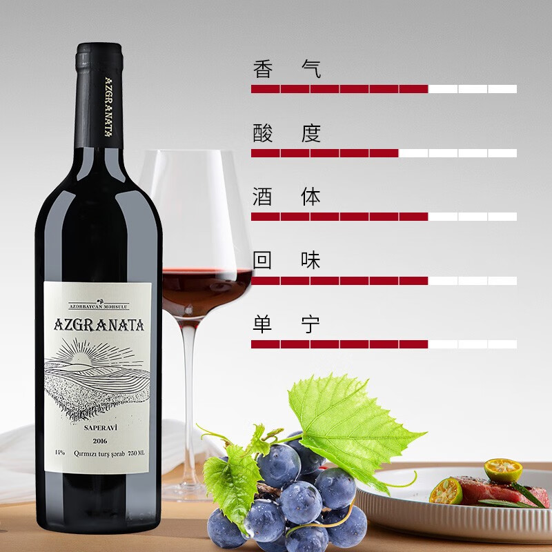 AZ-GRANATA阿塞拜疆原瓶进口葡萄酒陈酿干红葡萄酒红酒年货送礼 【热卖爆款】萨佩拉维干红葡萄酒750ml