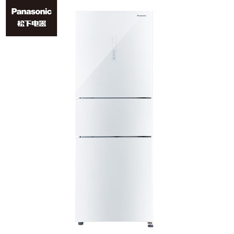 松下（Panasonic）280升变频家用三门小冰箱 风冷kang菌除味 自动制冰 -3℃微冻 玻璃面板NR-EC28AGA-W