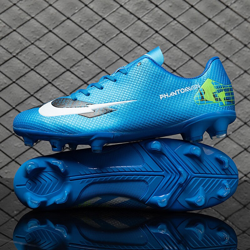 刺客13低帮足球鞋男ag碎钉tf长钉cr7梅西姆巴佩成人大学生训练鞋 蓝色
