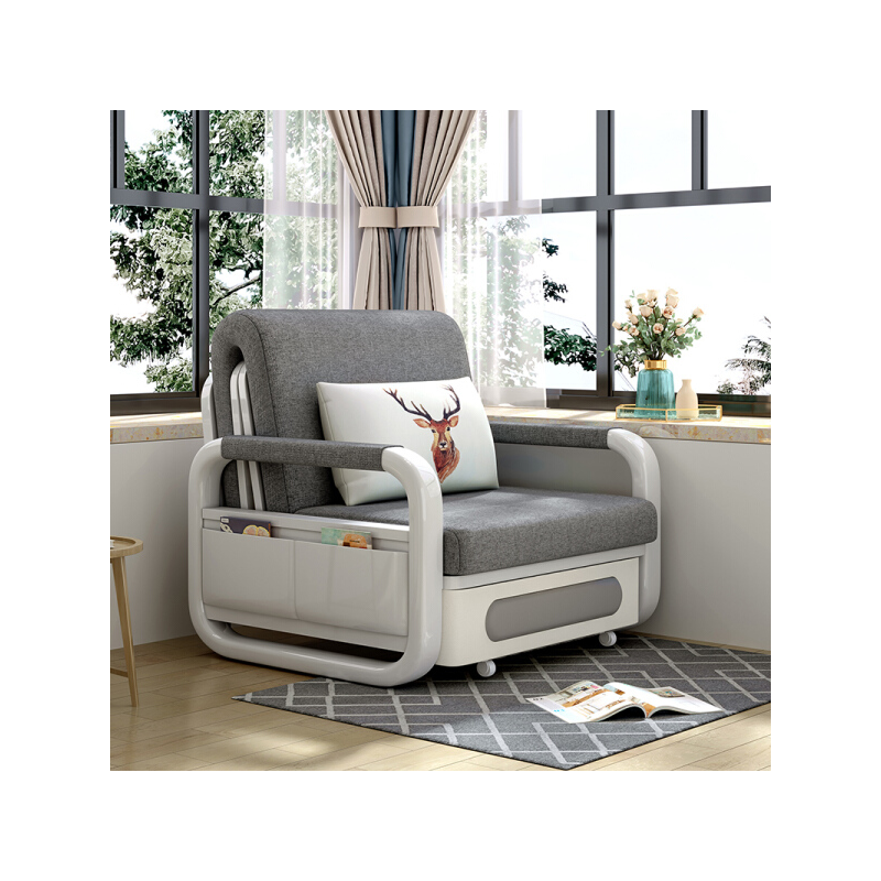 尼创 午休折叠床单双人办公室易可伸缩多功能两用家用沙发午睡躺椅床 1.2米宽【椰棕垫】无储物