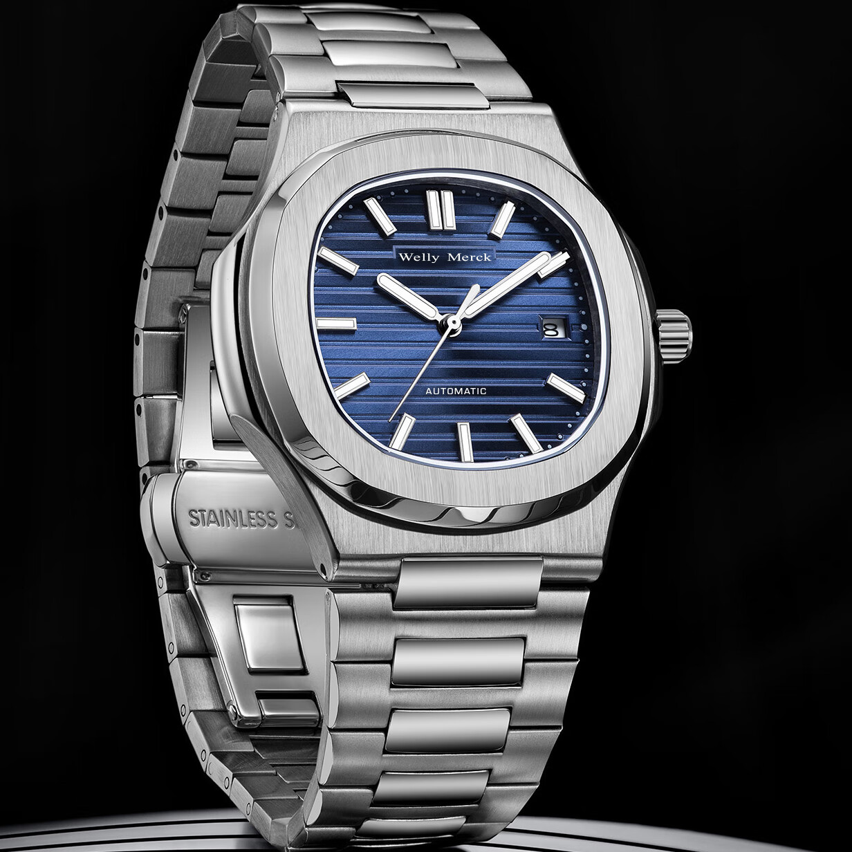 welly merck威利默克鹦鹉螺瑞士品牌手表男机械手表男商务风生日礼物