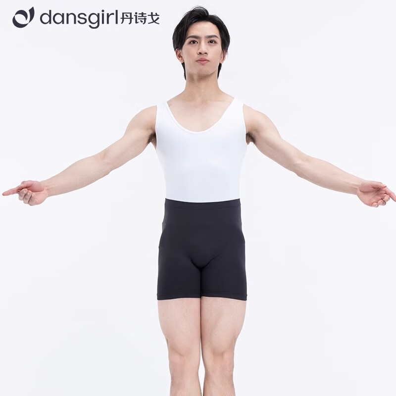 丹诗戈男士三分裤专业芭蕾舞蹈短裤练功裤男生黑色艺考mg02021 黑色