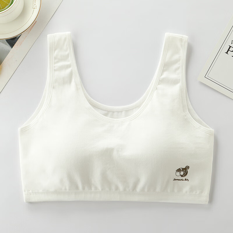 青春期少女内衣初中高中学生发育期纯棉运动小背心超薄防凸点文胸 灰色 XL (90-120斤)