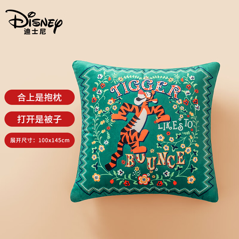迪士尼（Disney）抱枕被汽车抱枕被子两用二合一办公室靠垫枕头午睡毯子田园虎