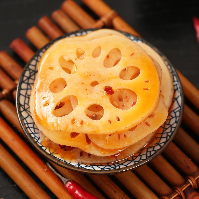 杜明安香辣藕片卤莲藕素食麻辣味网红解馋小零食小吃休闲食品 买5包 5
