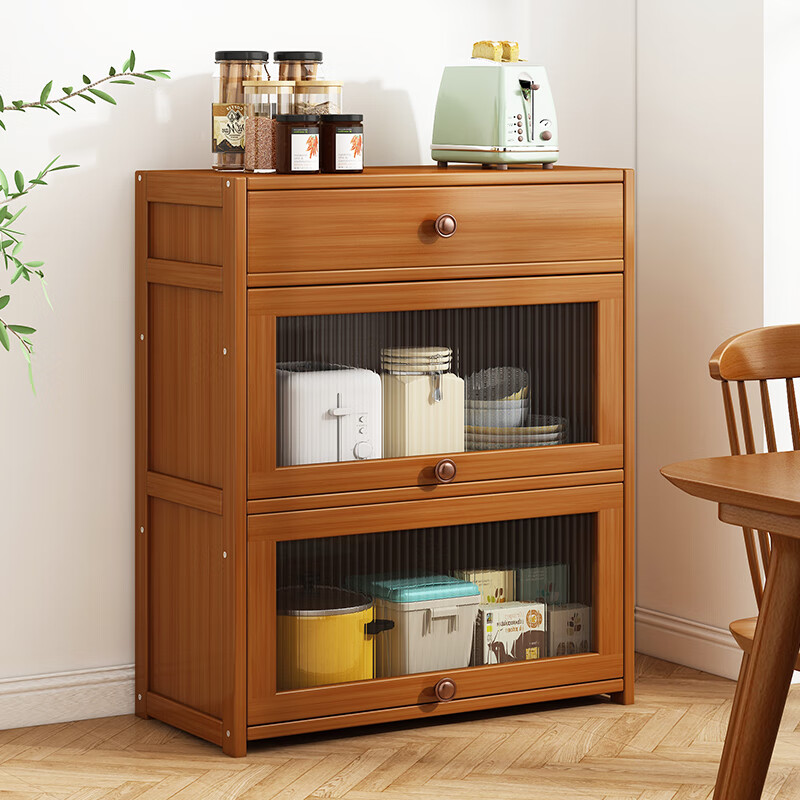 竹艺佳（ZHUYIJIA）餐边柜家用客厅储物柜厨房碗柜茶水柜靠墙酒柜置物多功能储物柜 70双门餐边柜带抽