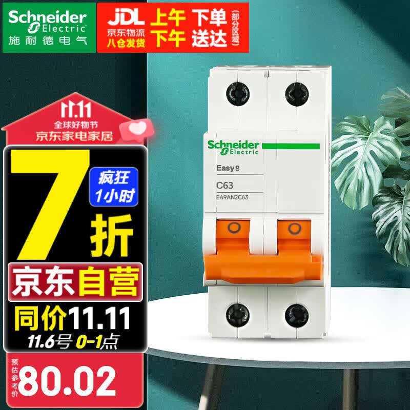 施耐德（Schneider） 空气开关E9系列空开2P小型断路器家用总闸 【独立包装】63A使用感如何?
