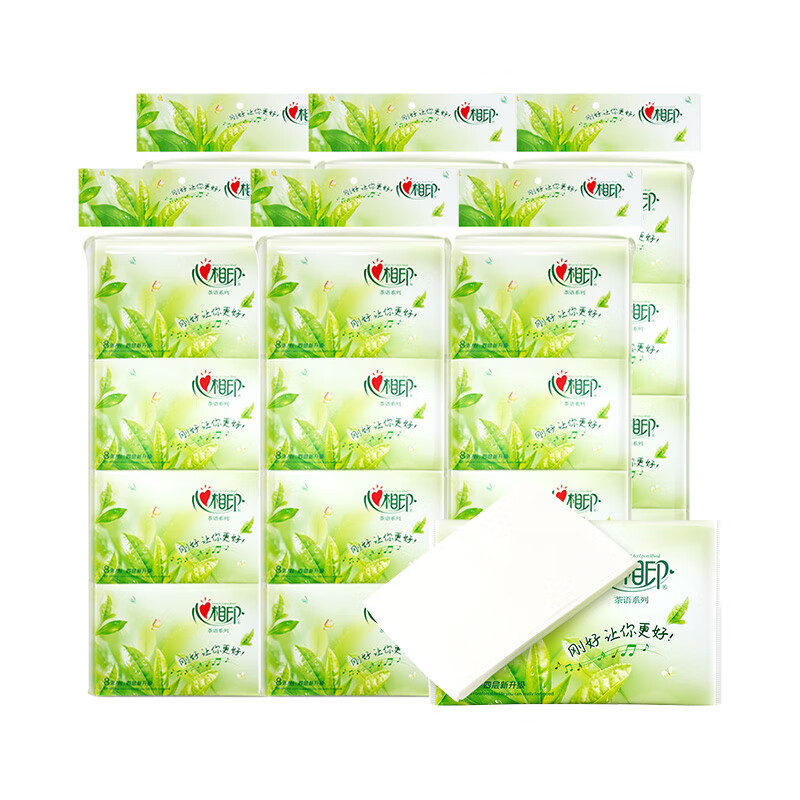 心相印（Mind Act Upon Mind）心相印手帕纸茶语纸巾随身纸巾皮夹式餐巾纸便携式面巾纸小包纸巾 8条64包