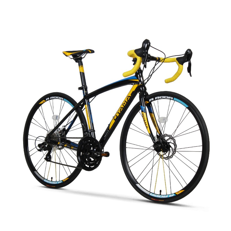 欧亚马 铝合金公路车700c轮径21变速男女款公路流星2.3 黑黄480mm 179