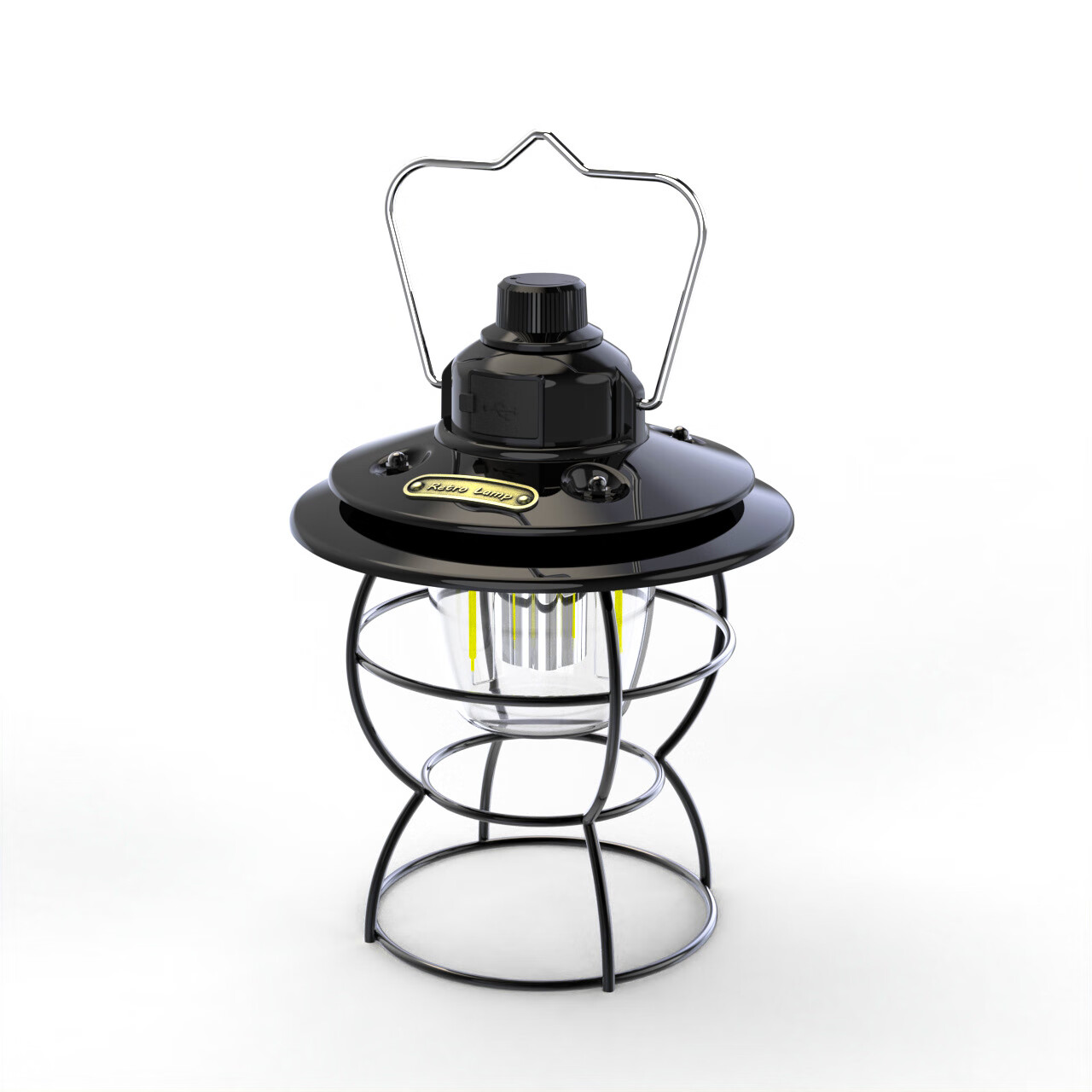 其他家新款复古露营灯野营灯led充电式手提马灯多功能应急手提灯 黑色