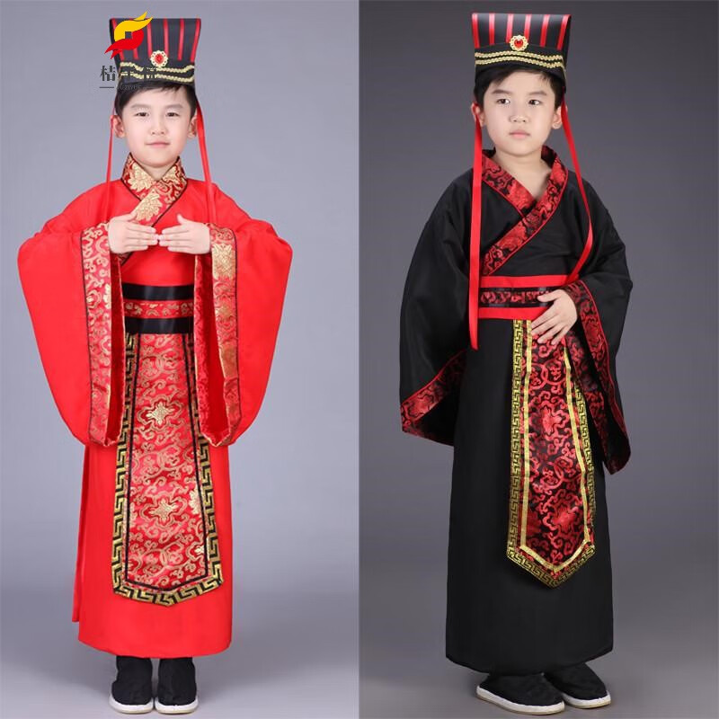 桔子悦 汉族传统服饰儿童古装汉服男童表演出服装战国秦汉朝丞相摄影