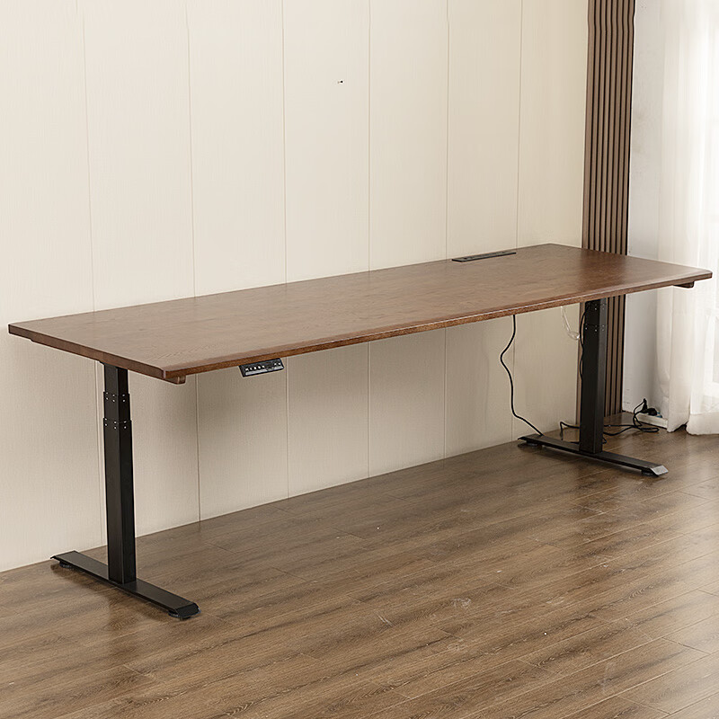 生态宜家官方直销新款实木电动升降电脑书桌长北美黑胡桃木办公用客厅