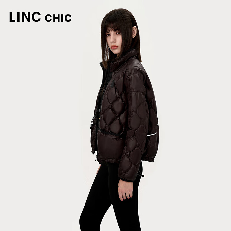 金羽杰90鸭绒春秋季新品轻薄羽绒服女士短款立领外套商场同款Y24801069 暗夜棕咖 M 适合120斤以下