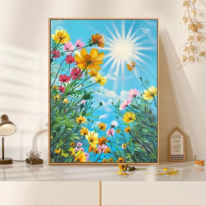 美克杰diy数字油画格桑花山茶花制作手工解闷毕业礼物客厅摆件装饰品