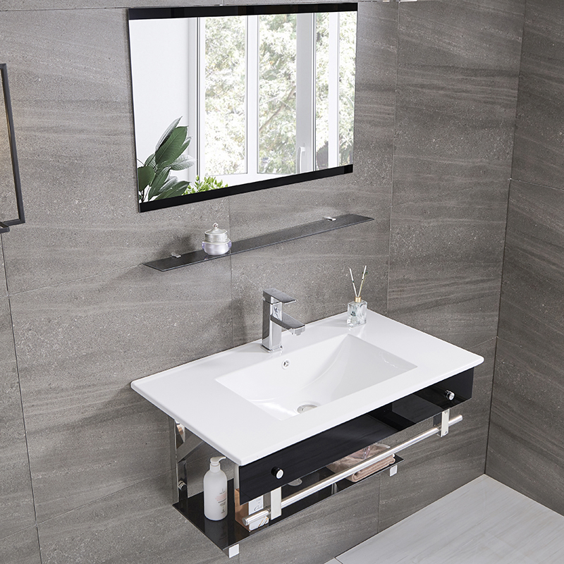 朗森罗挂墙式洗脸盆简易款洗手洗漱台卫浴立柱洗手盆卫浴浴室柜陶瓷